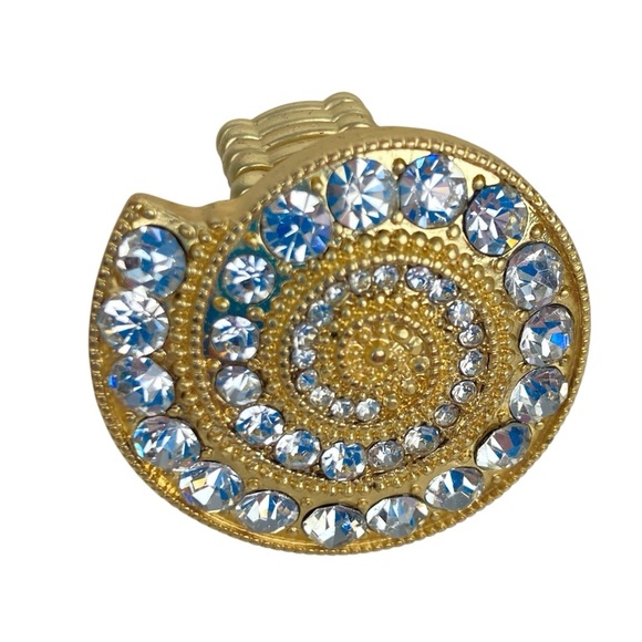 Rhinestone Nautilus Statement Ring  Cocktail in Gold - Picture 9 of 11